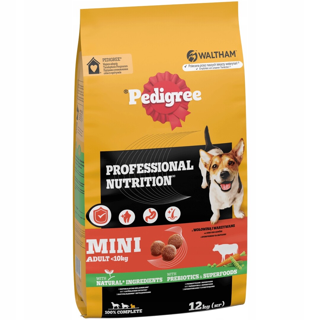 Pedigree Professional Adult 12kg Krmivo pro psy malých plemen Hovězí zelenina