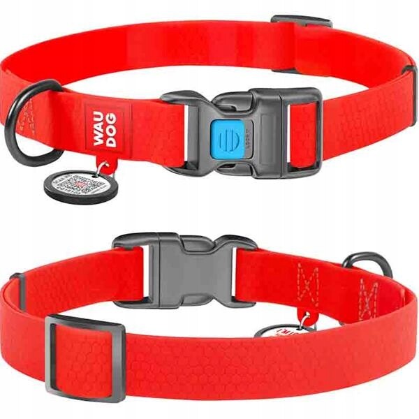 Obojek pvc 25mmx34-49cm Waudog červený