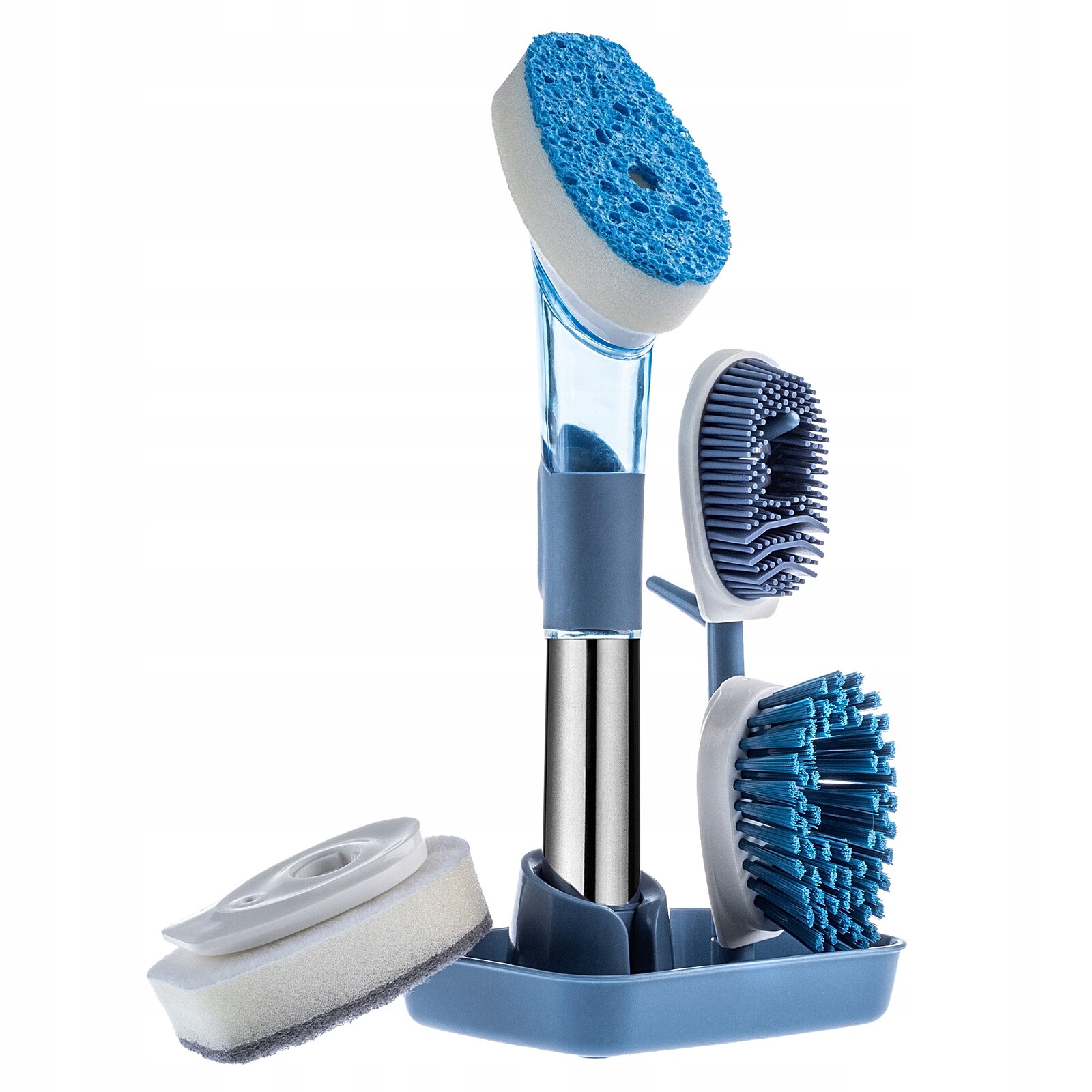 3x Kadax Sada kartáčků na nádobí Houbička Dávkovač tekutiny s rukojetí