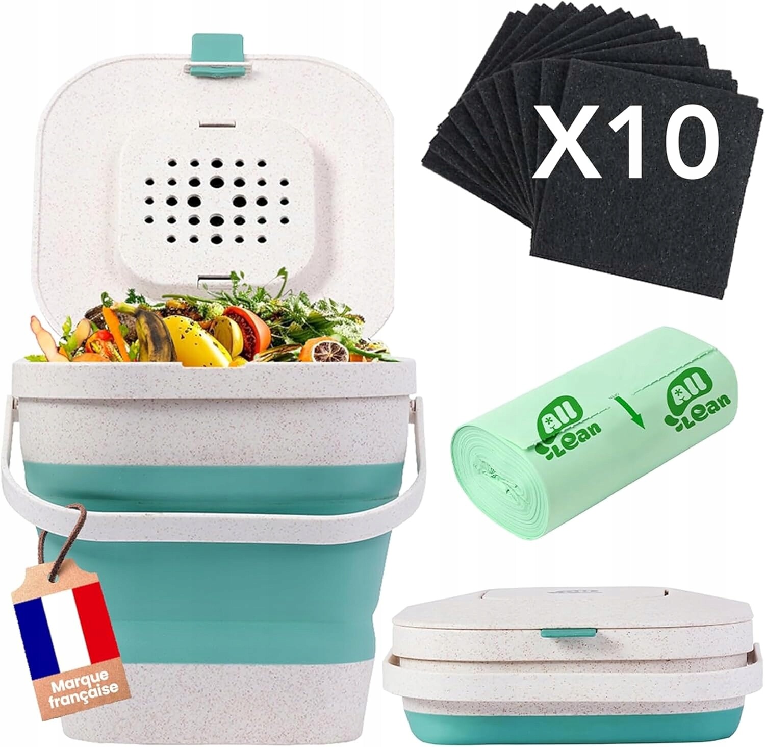 Domácí kuchyňský kompostér GreenBox 4L – sada 4v1!