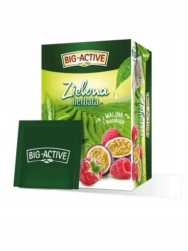 8 x Big-Active Čaj zelený s malinou a marakujou 20 sáčků