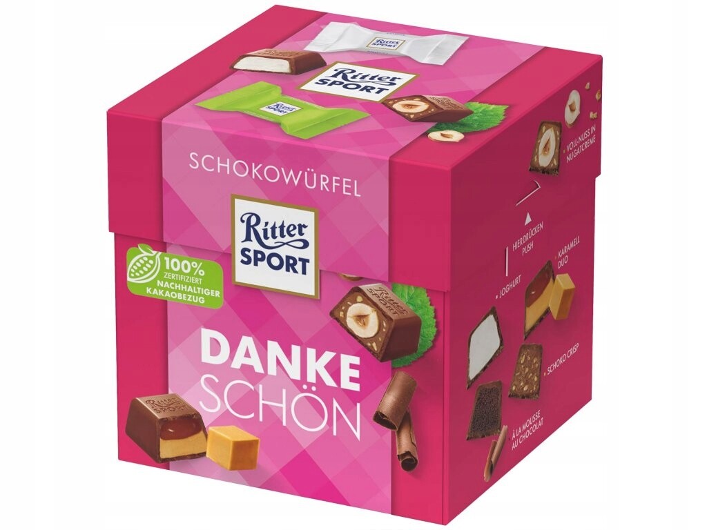 2x Čokoládky Schokowurfel Thank you Ritter Sport 176 g