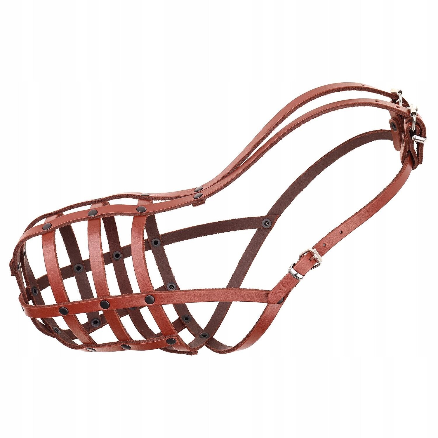 dino kožený náhubek nýtovaný 13 ovčák středně hnědý