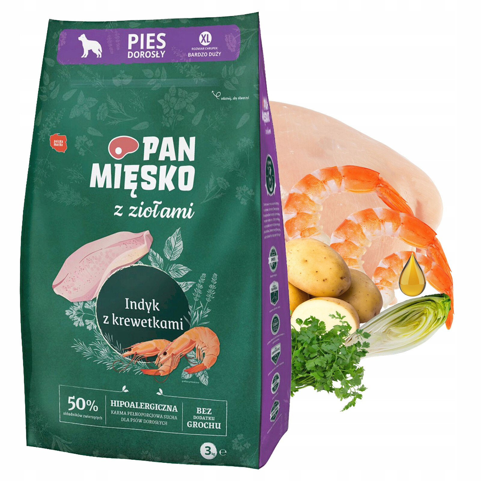 Pan Mięsko krmivo suché mix chutí 3 kg
