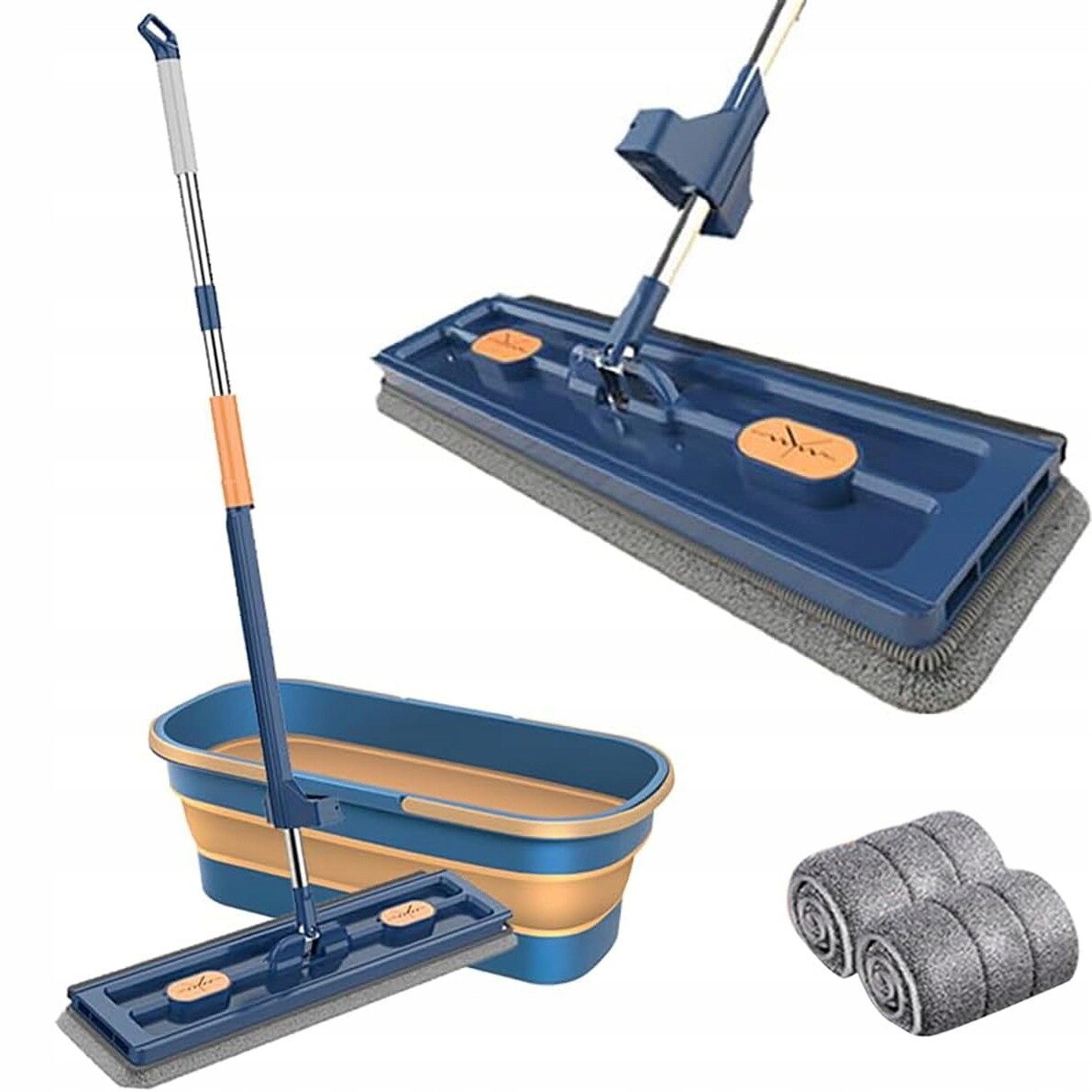 42 CM Plochý Mop Se Ždímačem Otočný 360 Samovytlačovací +2 Nástavce