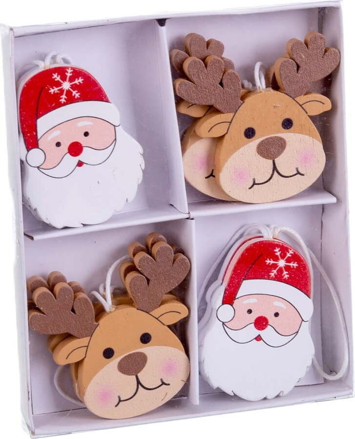 Dřevěné vánoční ozdoby v sadě 8 ks 5 cm Figures – Casa Selección