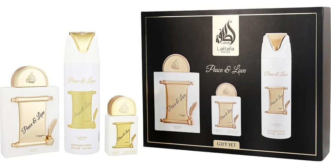 Lattafa Peace & Love - EDP 100 ml + EDP 20 ml + deodorant ve spreji 200 ml