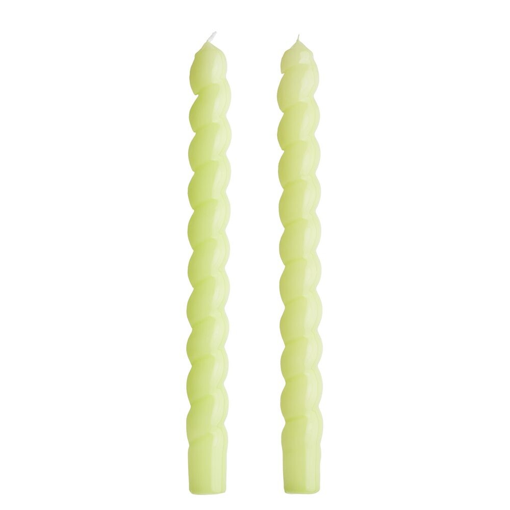 TWISTED Sada lesklých svíček 2 ks 25,5 cm - zelená
