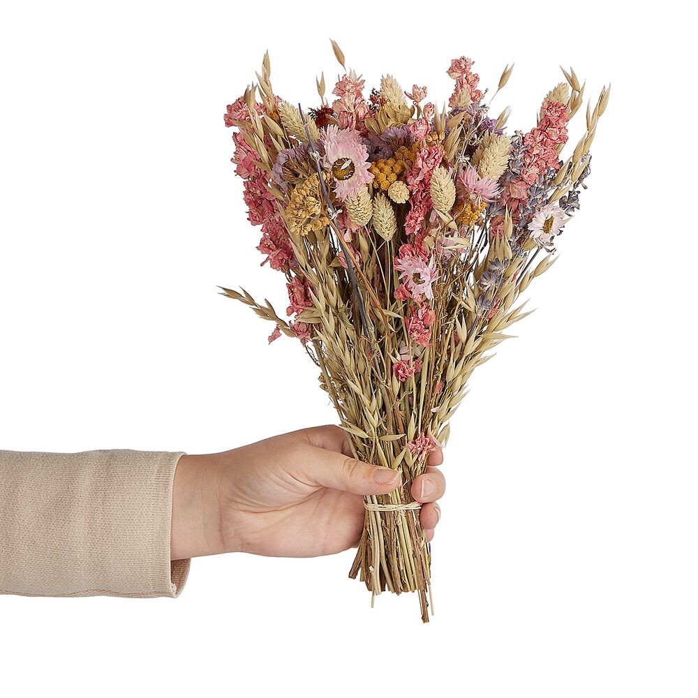 FLOWER MARKET Svazek sušených květin 28 cm - růžová