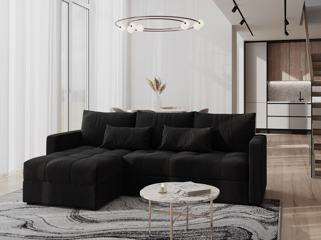 Rohová sedačka ALISTAIR L, černá MI17 - II. jakost, POUZE OSOBNÍ ODBĚR