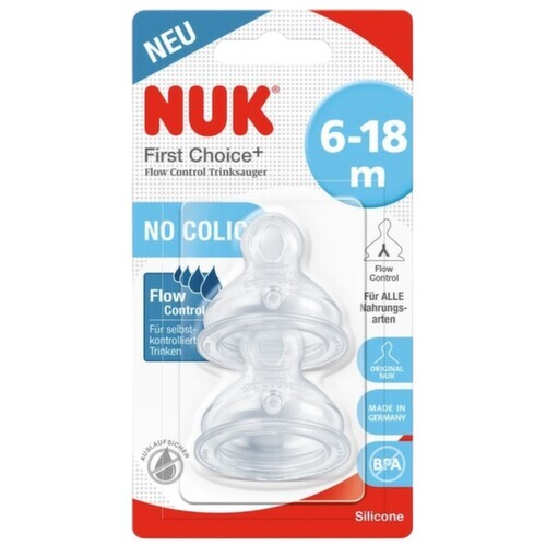 NUK First Choice savička Flow Control 6+ měsíců 2 ks