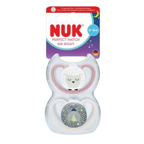 NUK Perfect Match AIR Night dudlík 0-6m 2ks mix barev