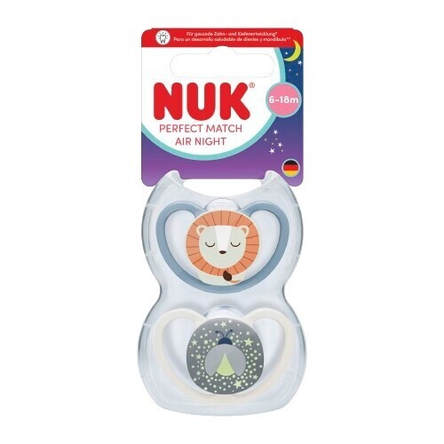 NUK Perfect Match AIR Night dudlík 6-18m 2ks