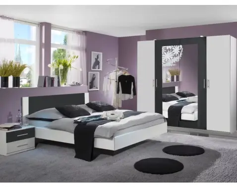 Sestava ložnice Nora 180x200 cm, bílá/grafitová