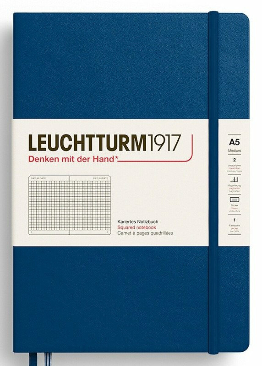 Zápisník Indigo Hardcover Medium (A5) čtverečkovaný - -