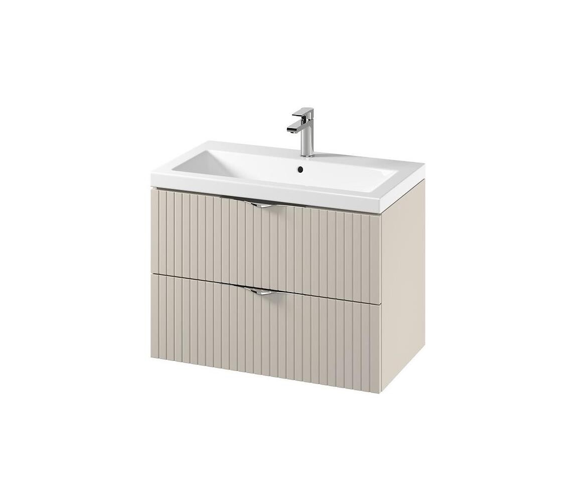 Cersanit S801-543 - Závěsná koupelnová skříňka s umyvadlem TIRSO 80x45 cm béžová S801-543