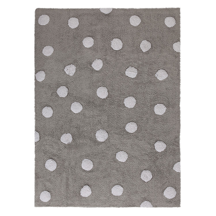 Přírodní koberec, ručně tkaný Polka Dots Grey-White, 120x160, šedá, dětský pokoj, Lorena Canals