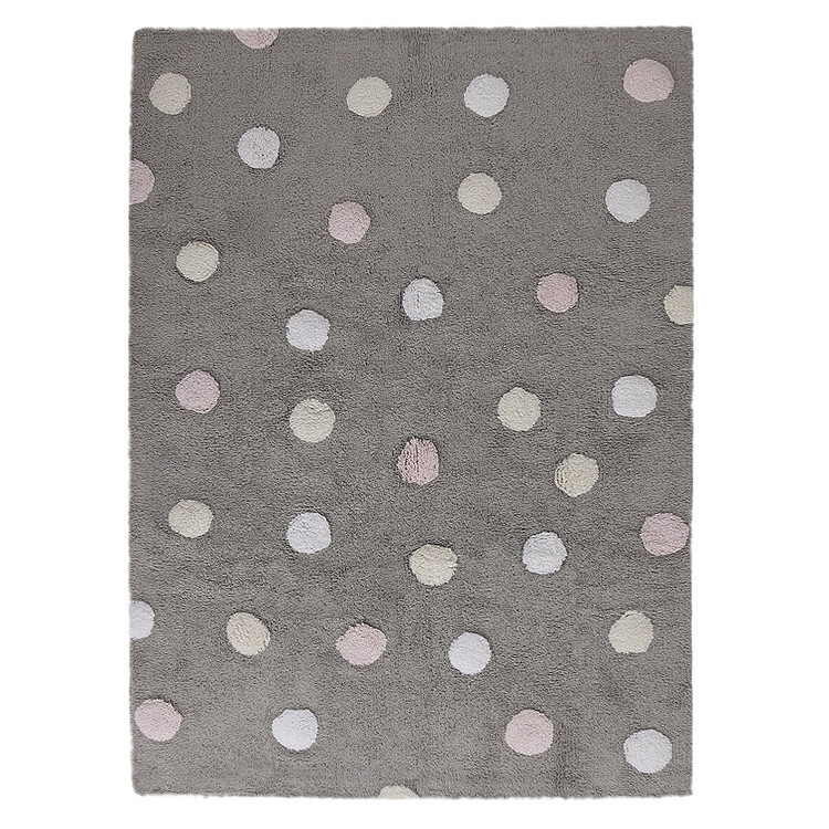 Přírodní koberec, ručně tkaný Tricolor Polka Dots Grey-Pink, 120x160, šedá, dětský pokoj, Lorena Canals