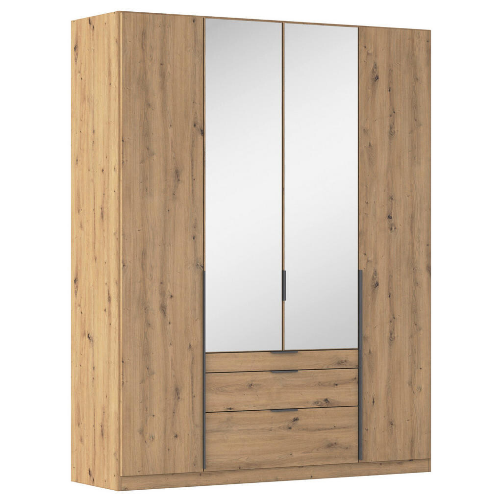 Rauch Möbel ŠATNÍ SKŘÍŇ S OTOČNÝMI DVEŘMI, barvy stříbra, tmavě šedá, dub artisan, 181/229/54 cm