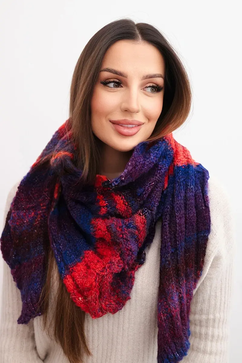 Dámská šála z měkké vlny v pestrobarevných pruzích
