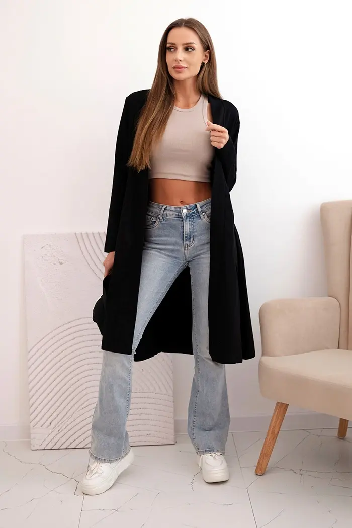 Dámský bavlněný cardigan s dlouhými rukávy černý
