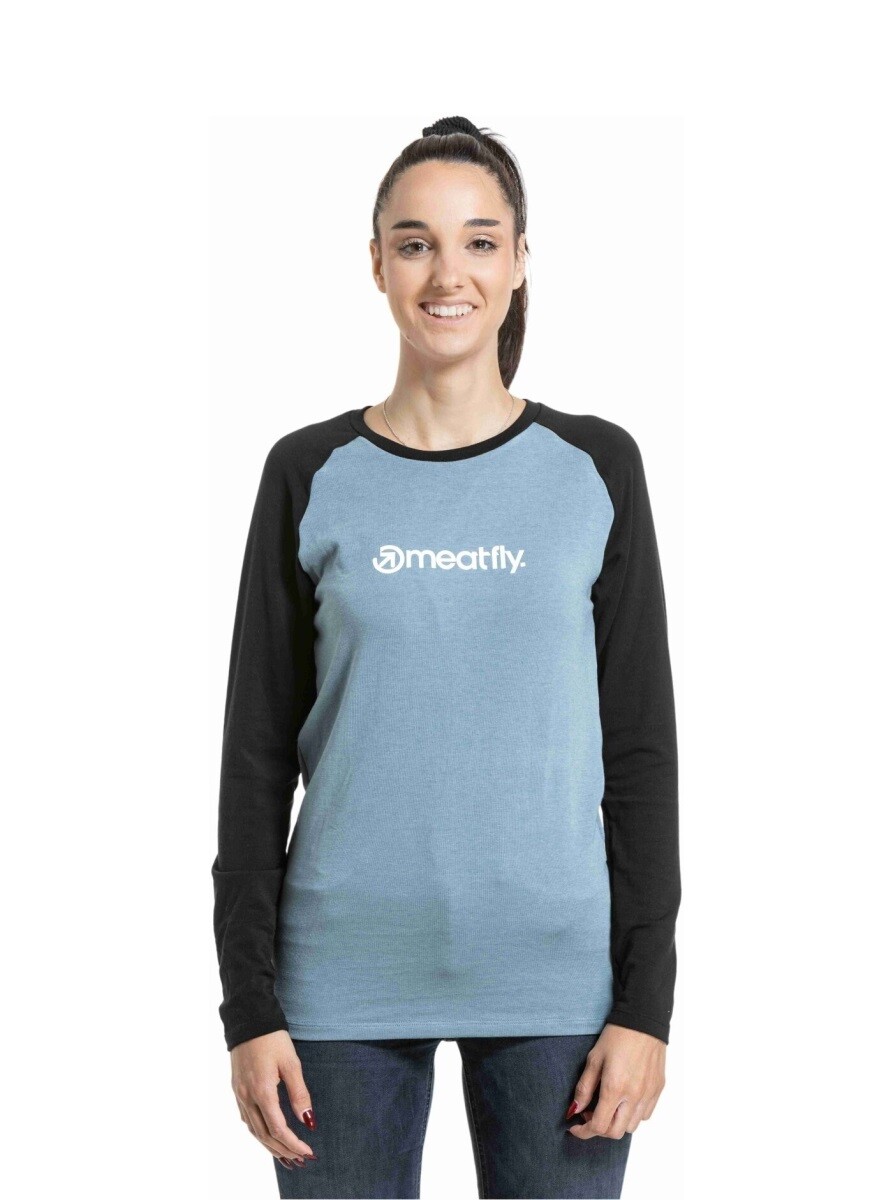 Dámské merino tričko meatfly grace modrošedá/černá xs