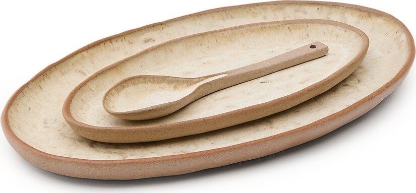 Béžové servírovací keramické talíře v sadě 3 ks Zunel – Kave Home