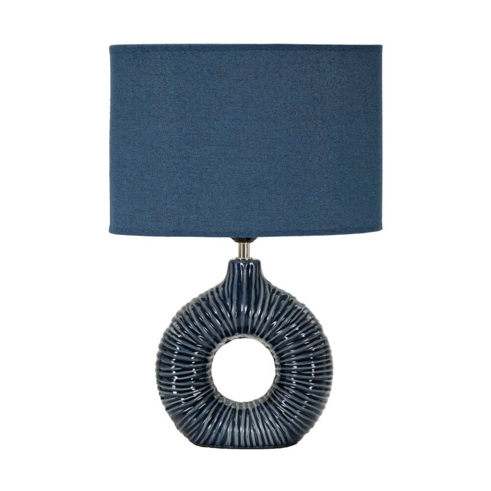 Modrá keramická stolní lampa s textilním stínidlem (výška 43 cm) Seta – Mauro Ferretti
