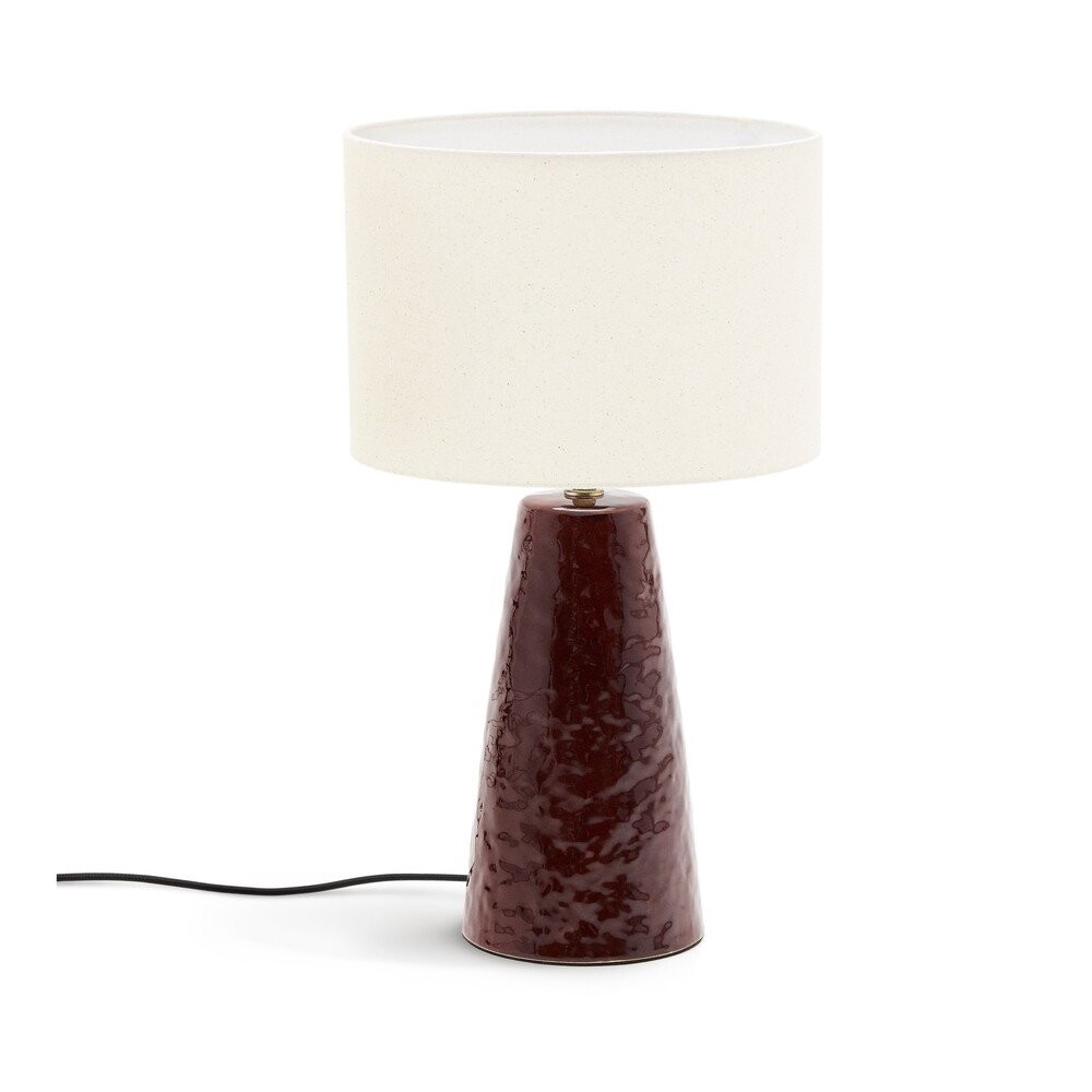 Červená/bílá stolní lampa s textilním stínidlem (výška 49 cm) Drava – Kave Home