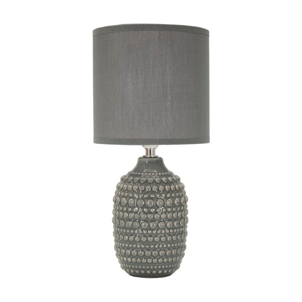 Šedá keramická stolní lampa s textilním stínidlem (výška 30,5 cm) Points – Mauro Ferretti
