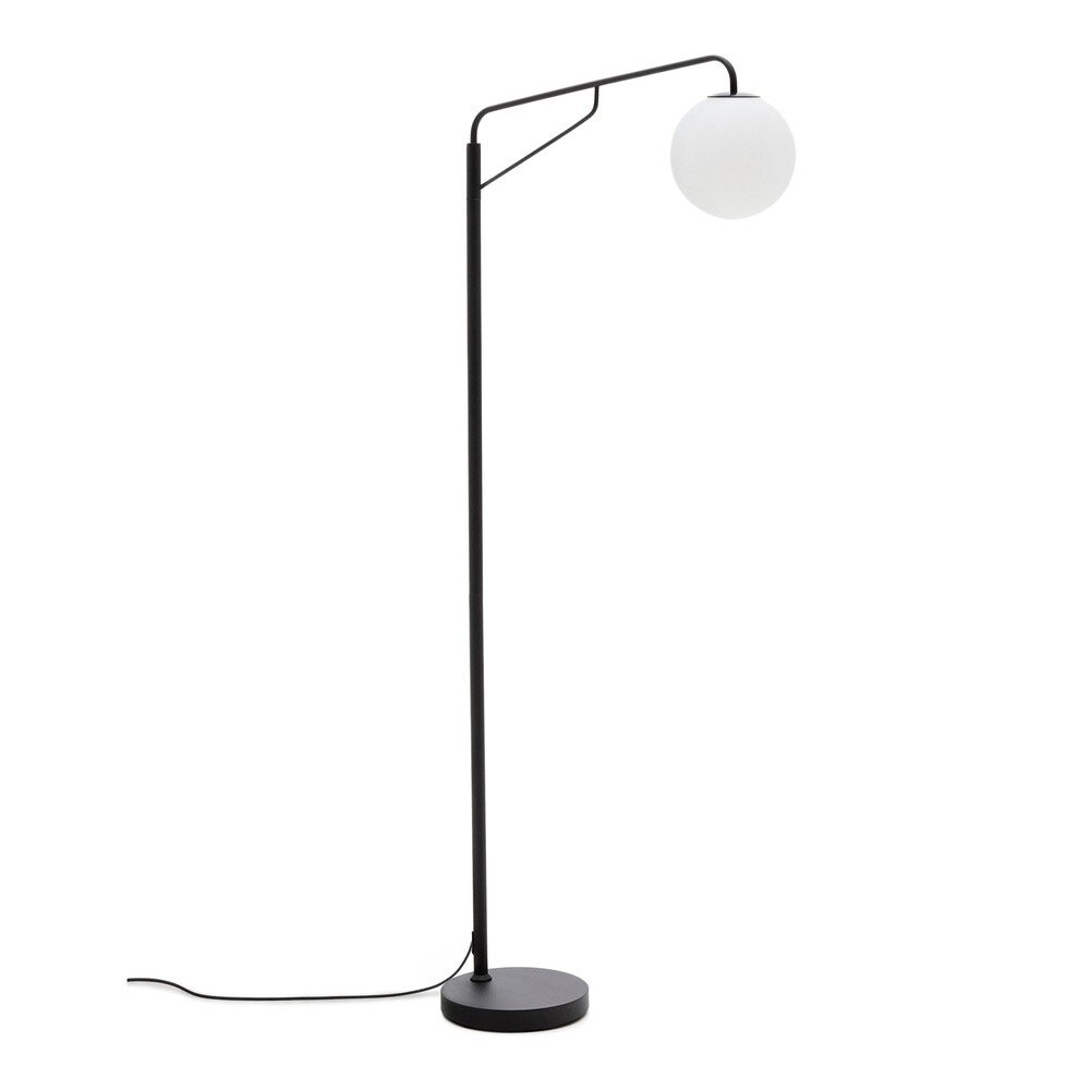 Bílá/černá stojací lampa se skleněným stínidlem (výška 164 cm) Eilo – Kave Home