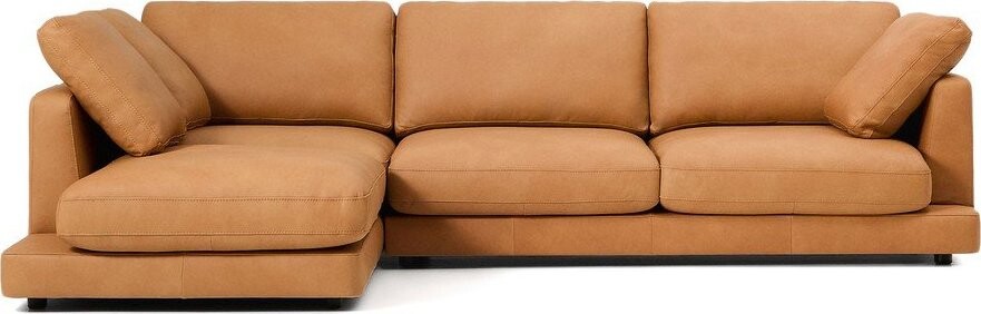 Hnědá kožená rohová pohovka (levý roh/s lenoškou) Gala – Kave Home