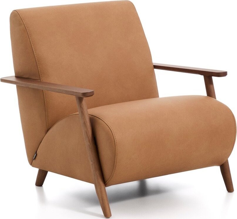 Hnědé kožené křeslo Meghan – Kave Home