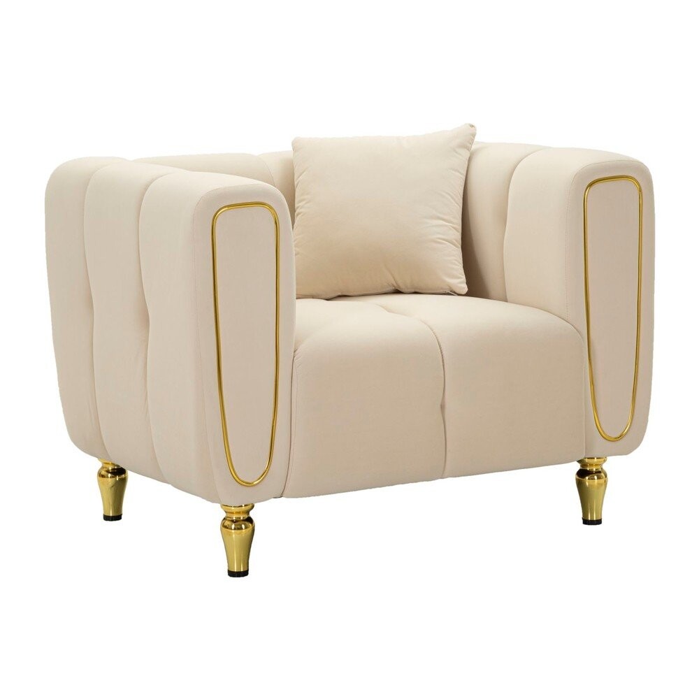 Krémové sametové křeslo Alma – Mauro Ferretti