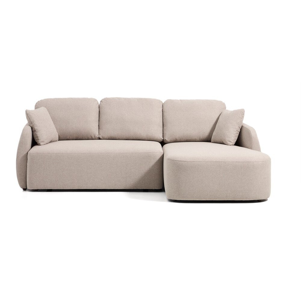 Béžová žinylková rozkládací rohová pohovka (levý roh/s lenoškou) Laira – Kave Home