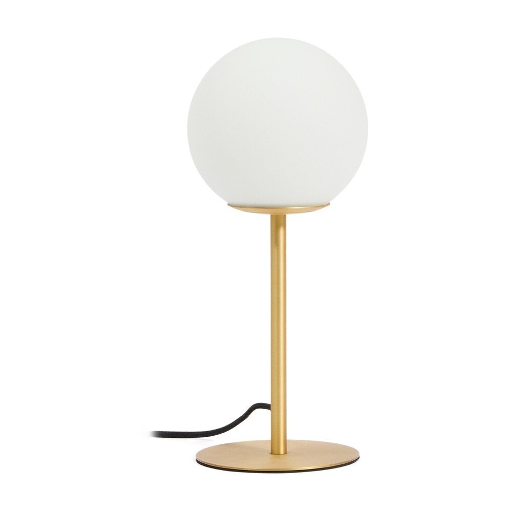 Bílá/ve zlaté barvě stolní lampa se skleněným stínidlem (výška 35 cm) Brisia – Kave Home