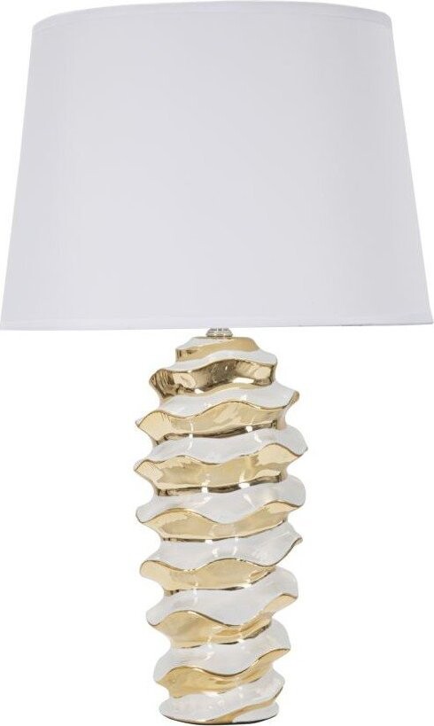 Bílá/ve zlaté barvě keramická stolní lampa s textilním stínidlem (výška 53 cm) Glam Space – Mauro Ferretti