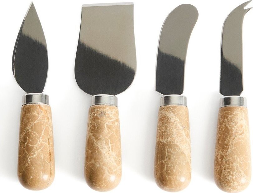 Nože v sadě 4 ks na sýr z nerezové oceli Adoma – Kave Home
