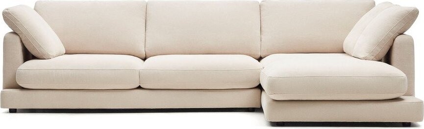 Béžová žinylková rohová pohovka (pravý roh/s lenoškou) Gala – Kave Home