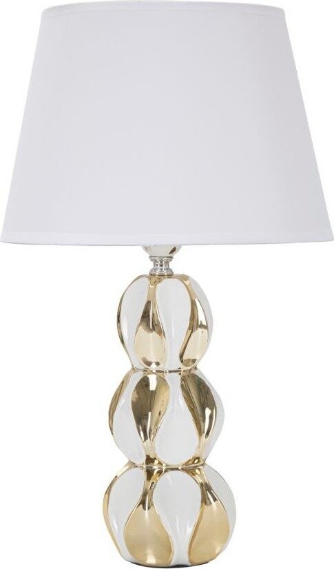 Bílá/ve zlaté barvě keramická stolní lampa s textilním stínidlem (výška 46 cm) Glam Balls – Mauro Ferretti