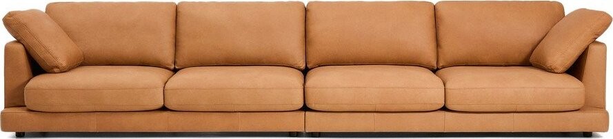 Hnědá kožená pohovka 390 cm Gala – Kave Home