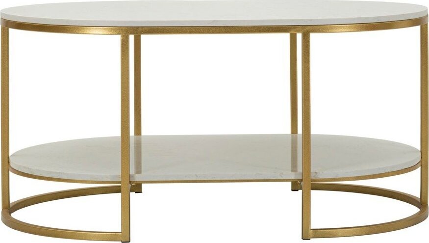 Bílý/ve zlaté barvě konferenční stolek s mramorovou deskou 60x90 cm Izmir – Mauro Ferretti
