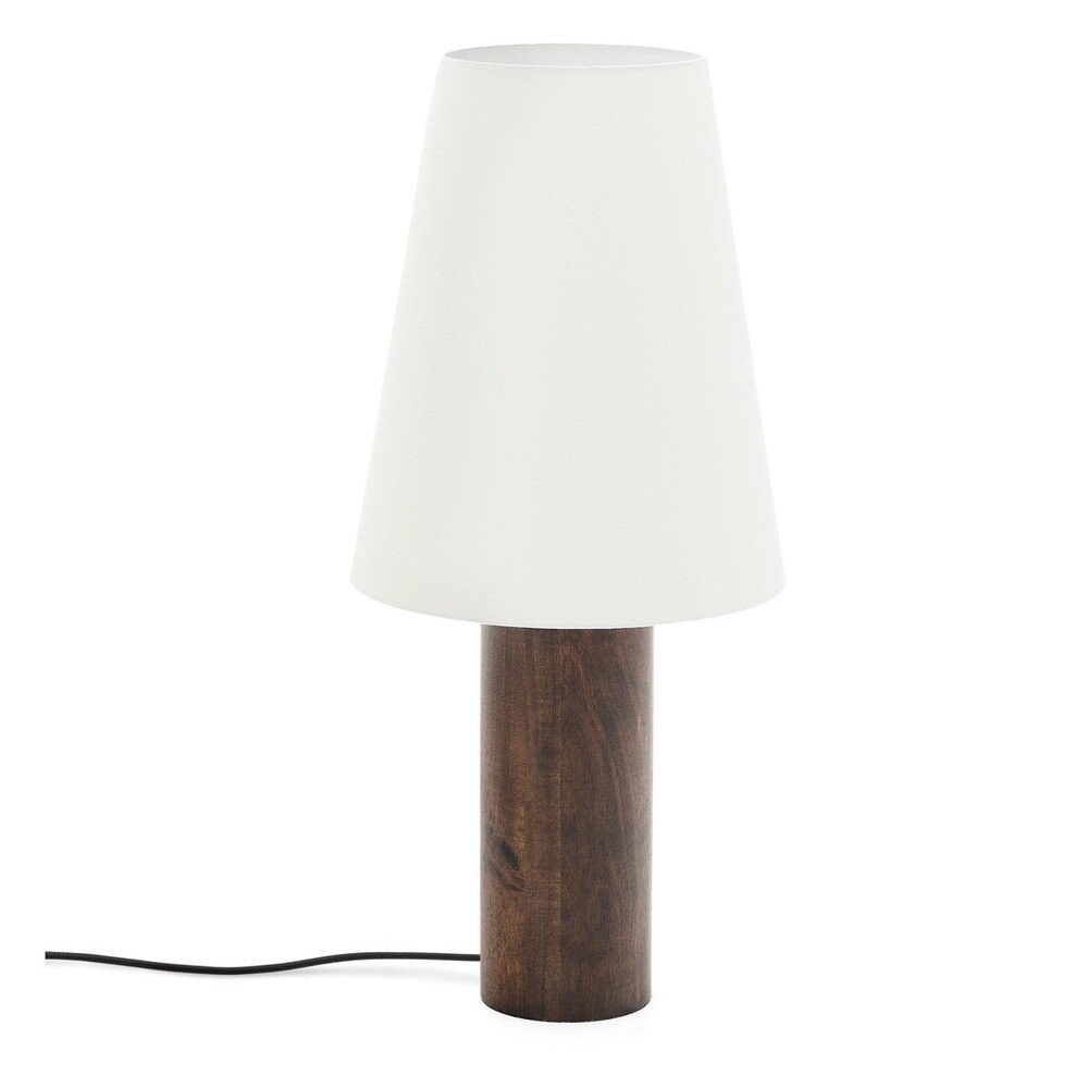 Bílá/v tmavě přírodní barvě stojací lampa s textilním stínidlem (výška 110 cm) Marga – Kave Home