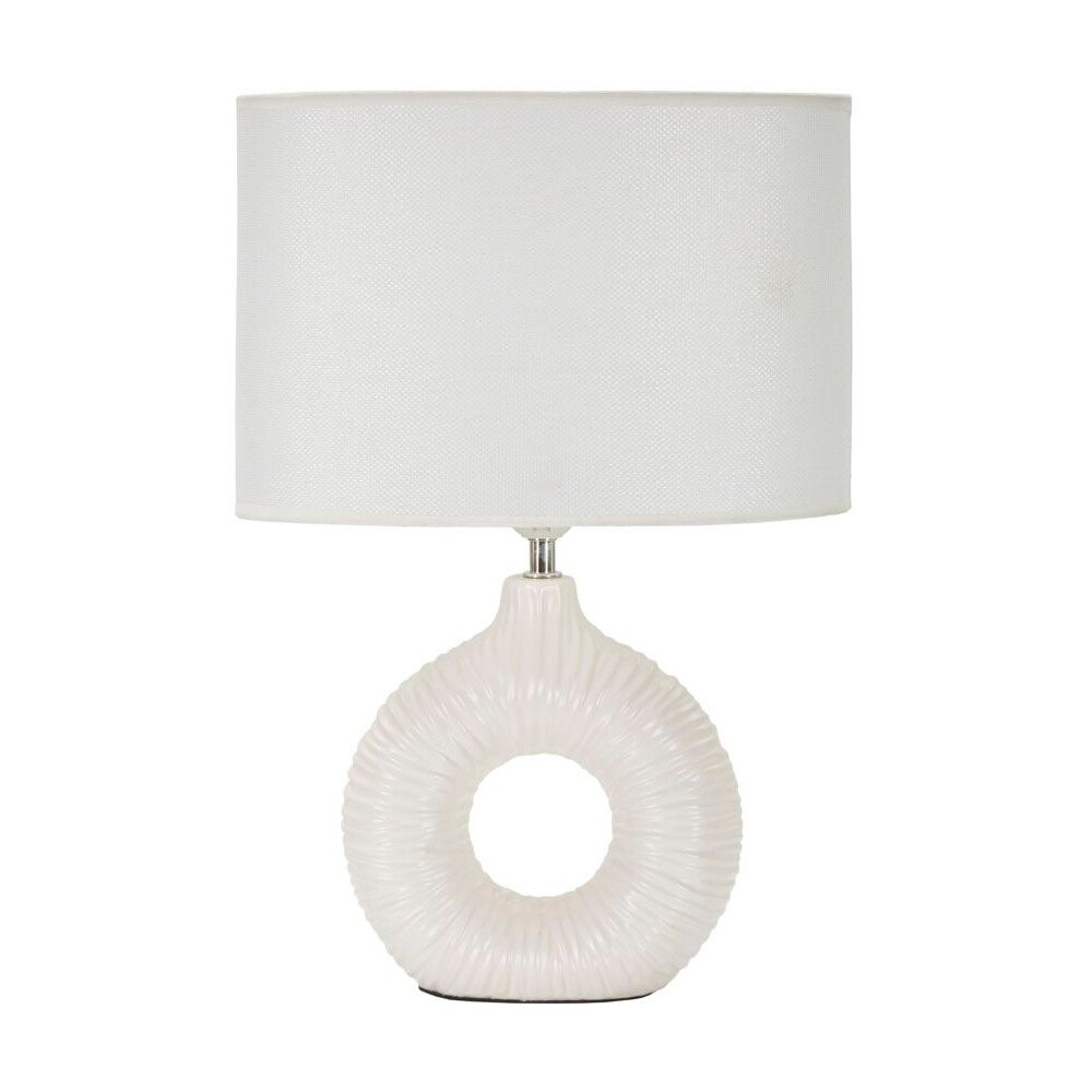 Bílá keramická stolní lampa s textilním stínidlem (výška 43 cm) Seta – Mauro Ferretti