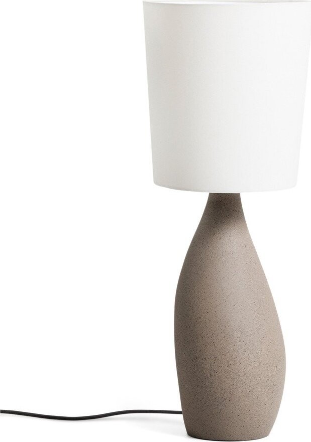 Bílá/světle šedá stolní lampa s textilním stínidlem (výška 77 cm) Viona – Kave Home