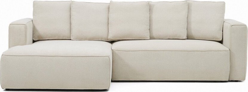 Béžová žinylková rozkládací rohová pohovka (levý roh/s lenoškou) Marela – Kave Home