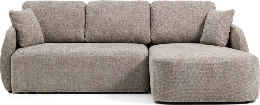 Taupe žinylková rozkládací rohová pohovka (pravý roh/s lenoškou) Laira – Kave Home