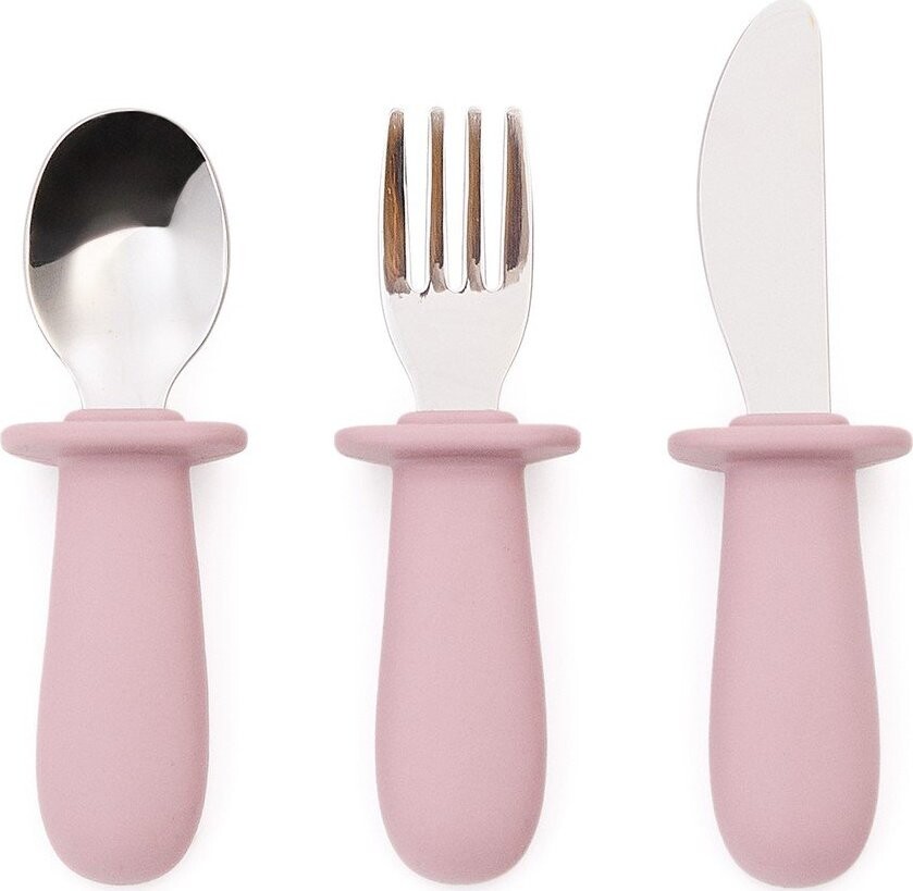 Růžový plastový/ze silikonu dětský příbor 3 ks Lili – Kave Home