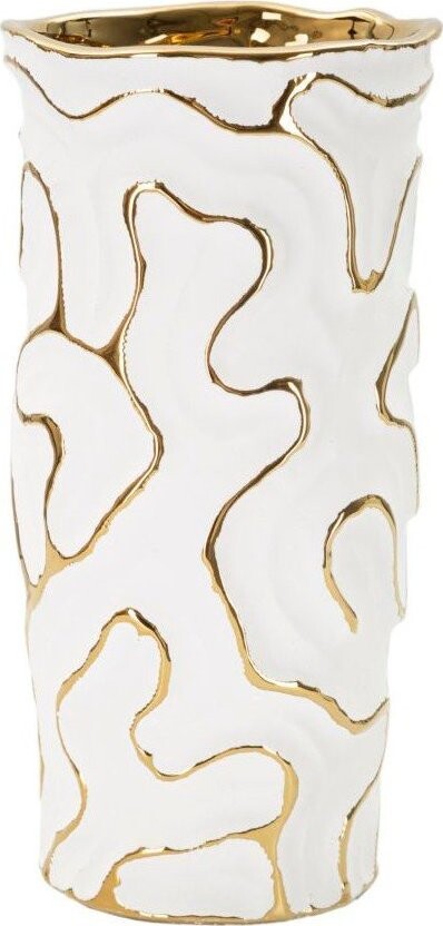 Bílá/ve zlaté barvě keramická váza (výška 25 cm) Adore – Mauro Ferretti