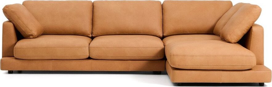 Hnědá kožená rohová pohovka (pravý roh/s lenoškou) Gala – Kave Home